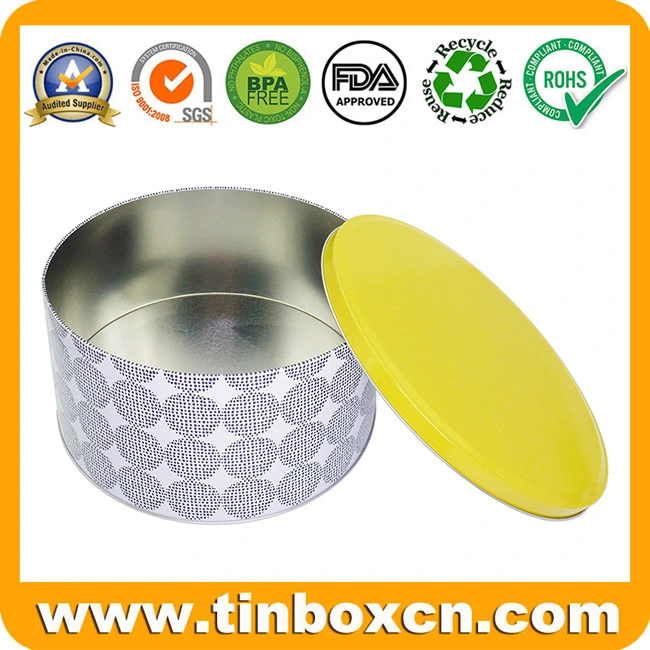 Large Round Bakery Metal Box Cookies Can Cake Tin for Baked Container