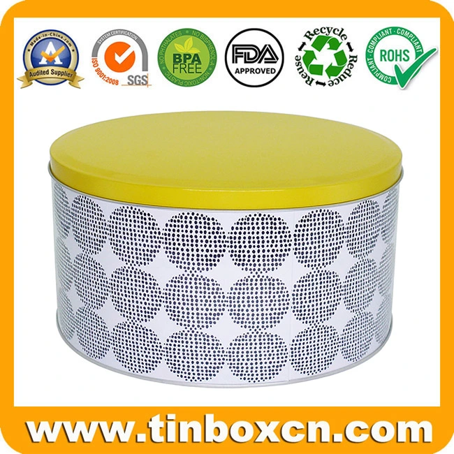 Large Round Bakery Metal Box Cookies Can Cake Tin for Baked Container