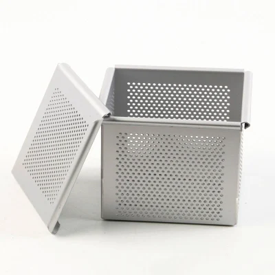 Mini-Pullman-Kastenform aus perforiertem Aluminium, quadratisch, Würfelform, für Toast, Sandwich, Brot, Kuchen, Backform mit Deckel